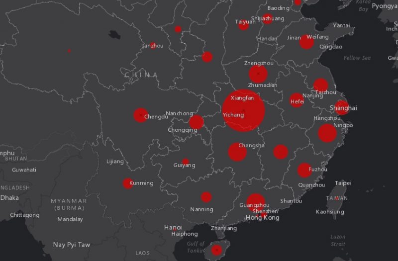 Mapa rozšířeného počtu obětí coronaviru. Veškeré státy v Hotelu Země